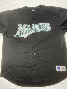 Vintage RUSSELL ATHLETIC Florida Marlins BLACK Jersey Men’s 3XL